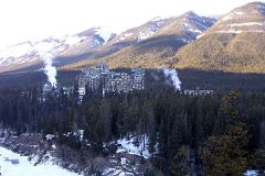 01 Banff Springs Hotel, Sulphur Mountain And Icy Bow River From Surprise Corner In Winter